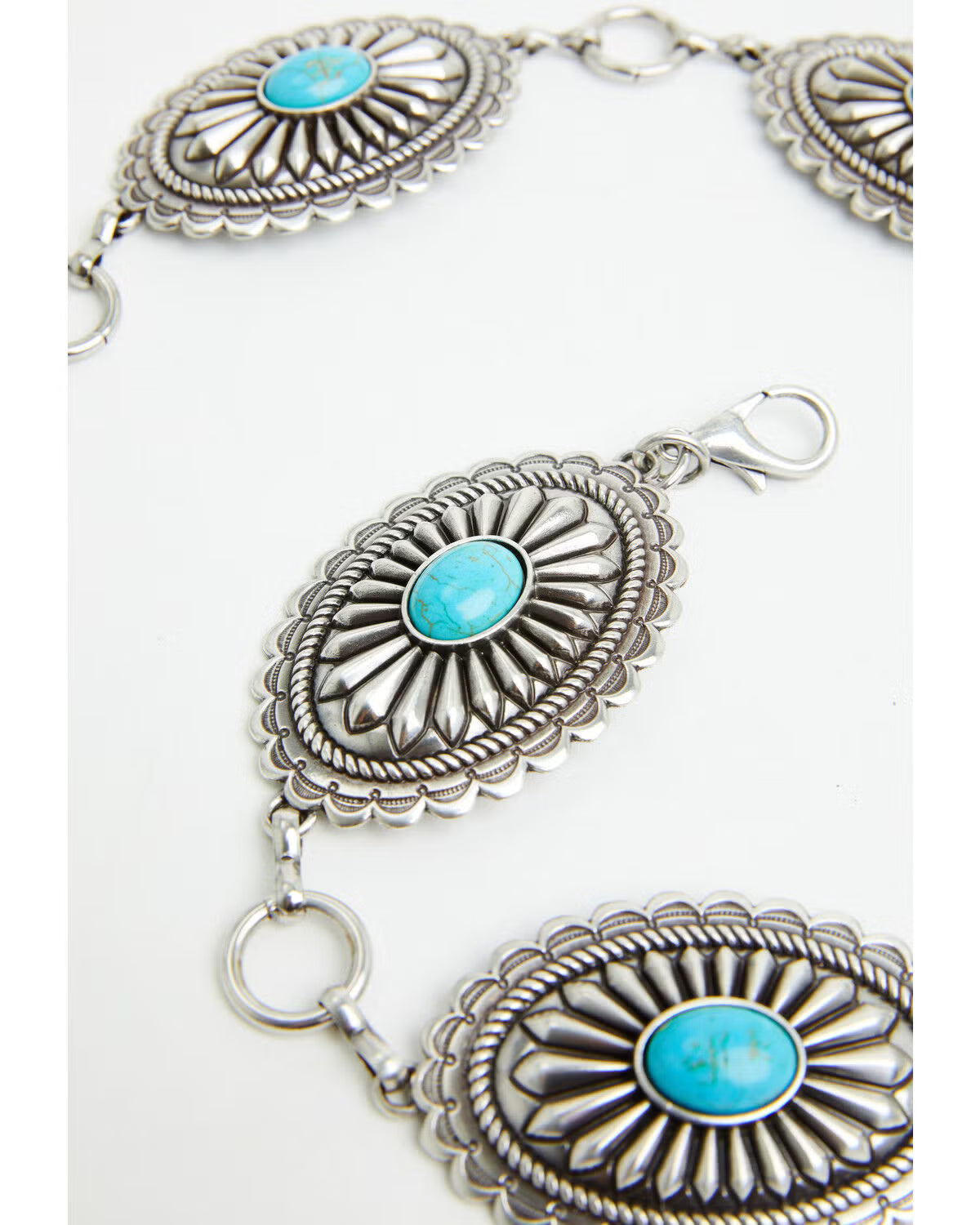 Women's Oval Turquoise Concho Chain Belt