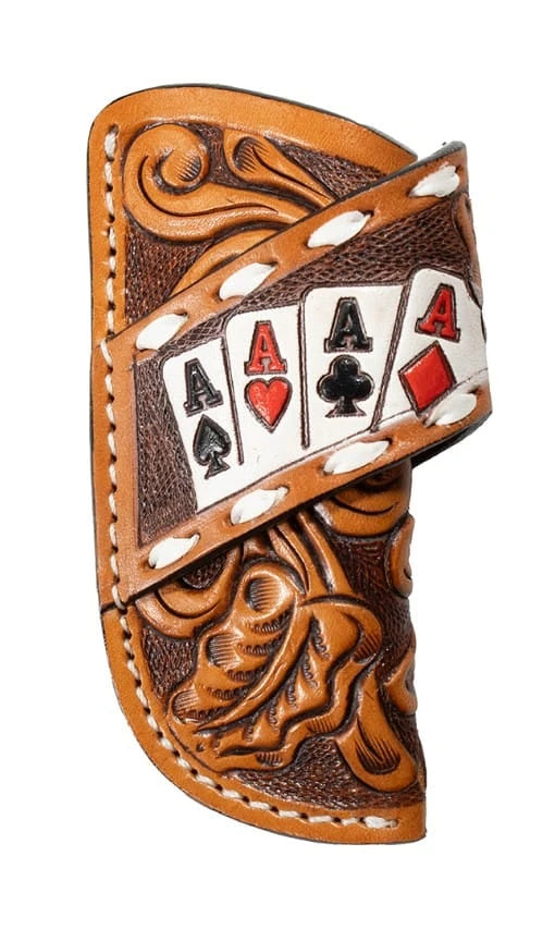 3D Floral Design Ace Cards Western Knife Sheath