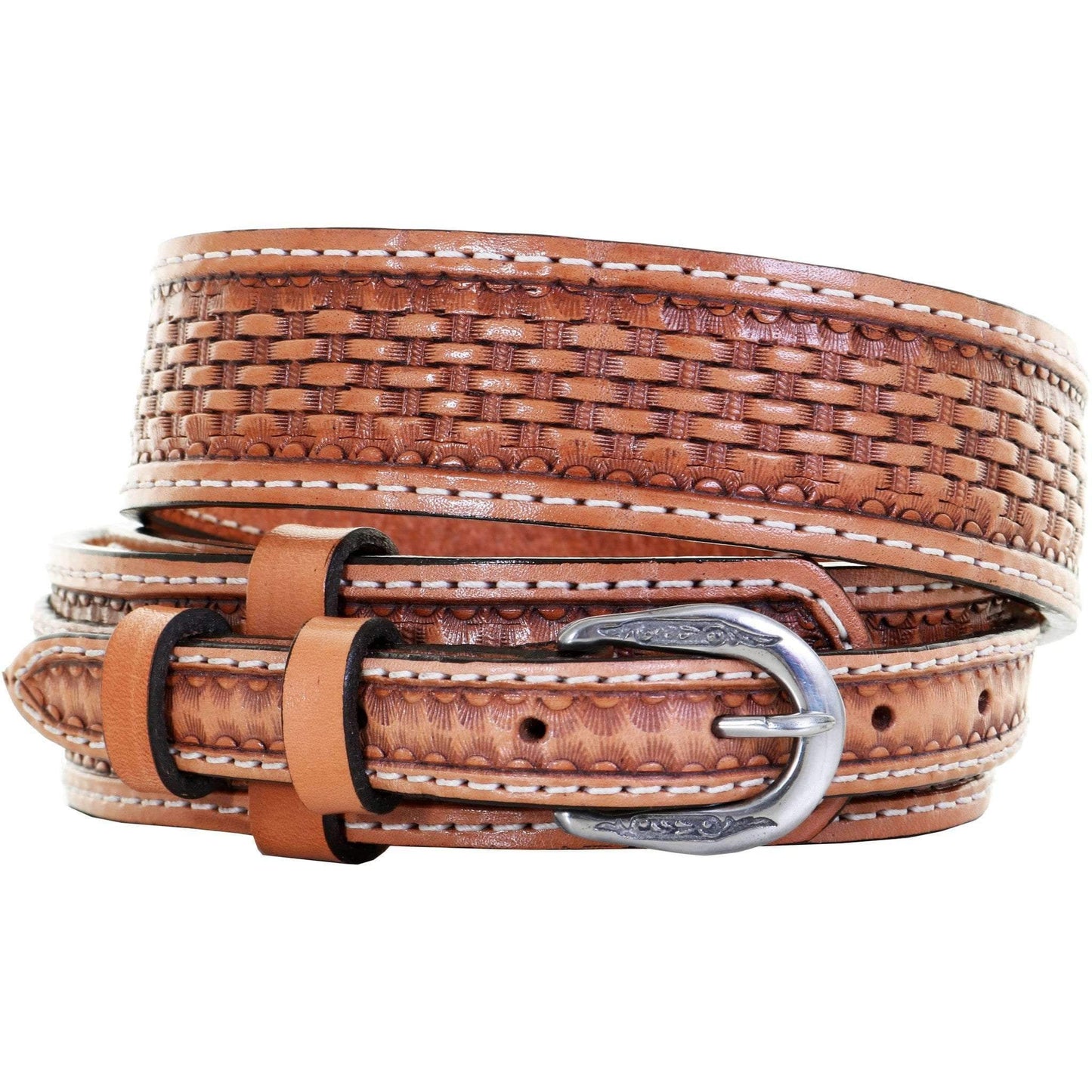 Basket Weave Tooled Ranger Belt