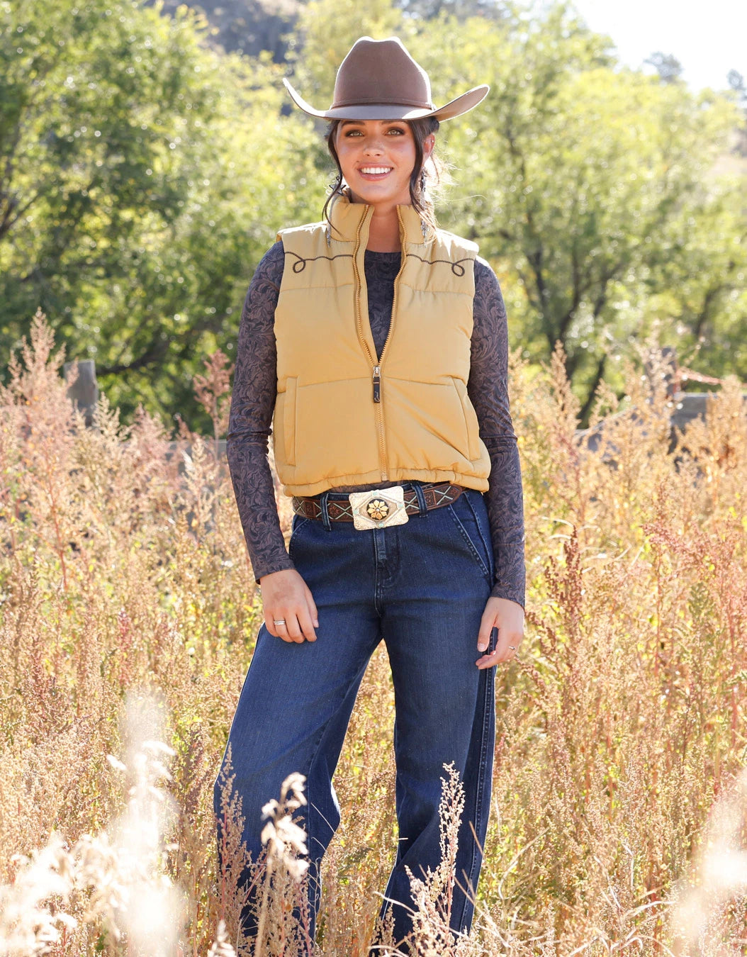 Womens Gold Puffer
