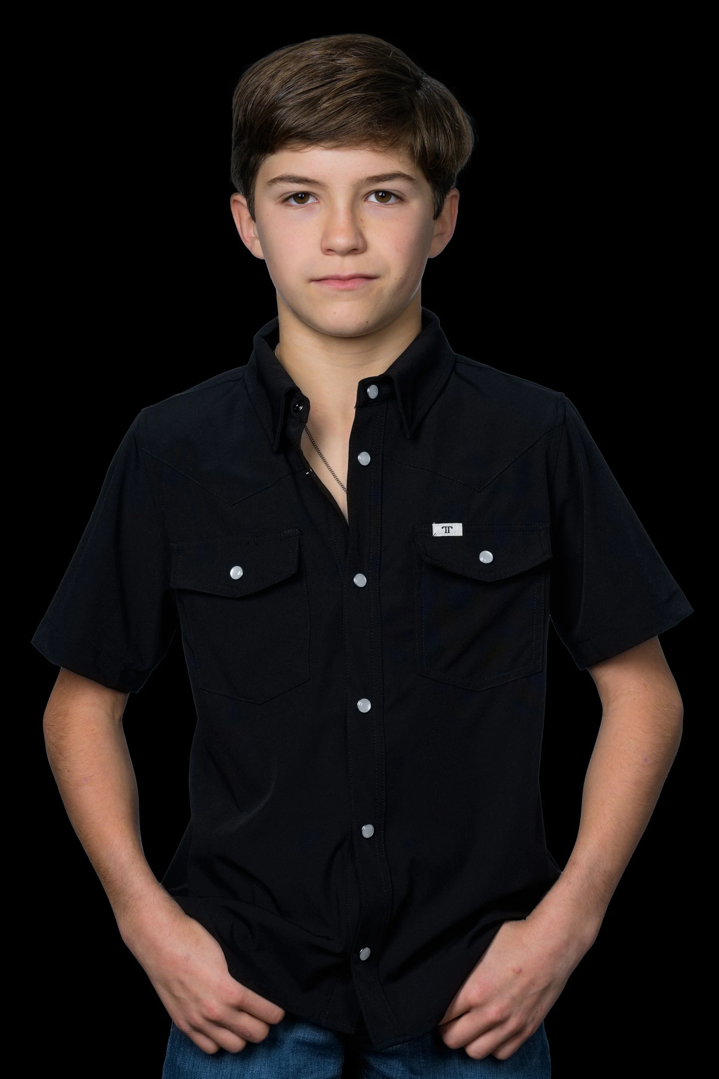 Boys Black Ferrell Short Sleeve