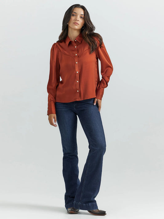 Wrangler Satin Burnt Orange Shirt