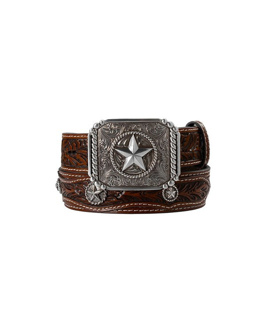 Boy's Star Concho Calf Hair Western Belt