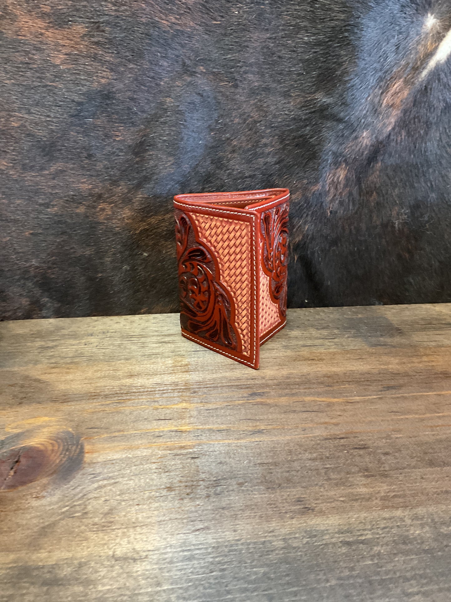 Basket weave/floral trifold