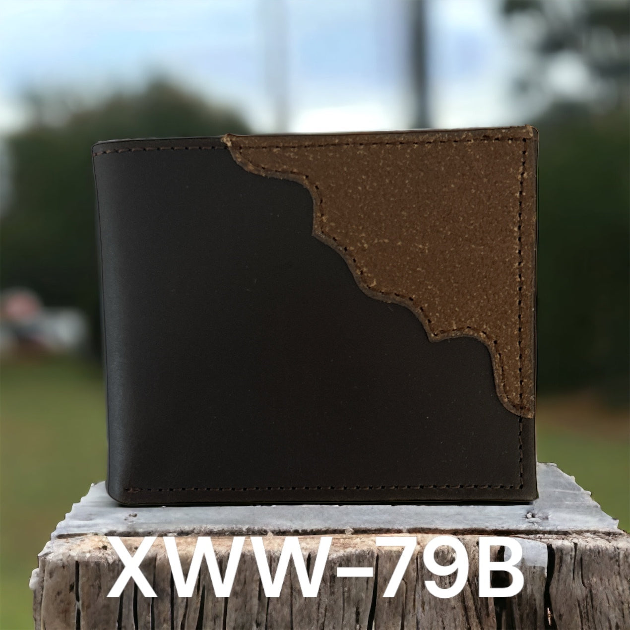 Twisted X Bifold Brown body, distressed overlay