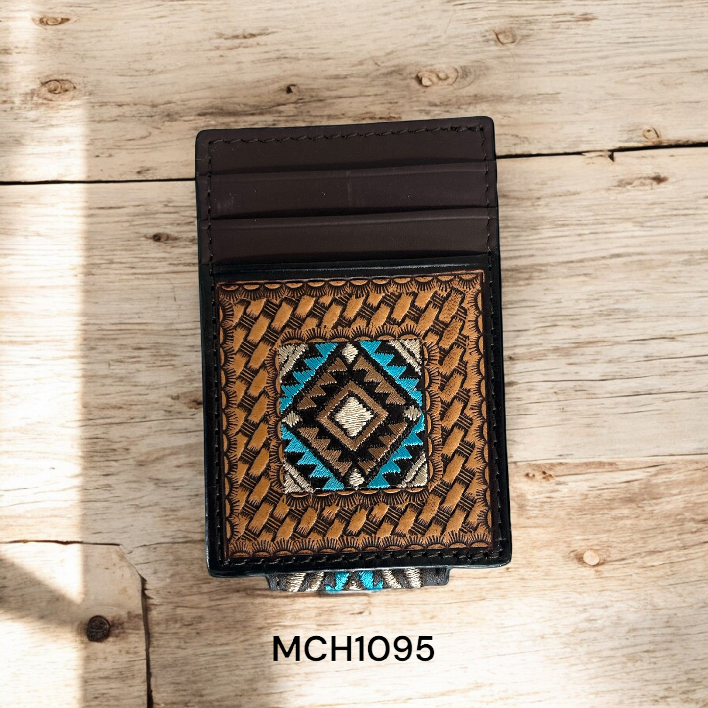 Circle SH Money Clip Blue aztec