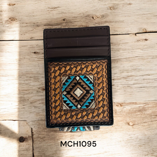 Circle SH Money Clip Blue aztec