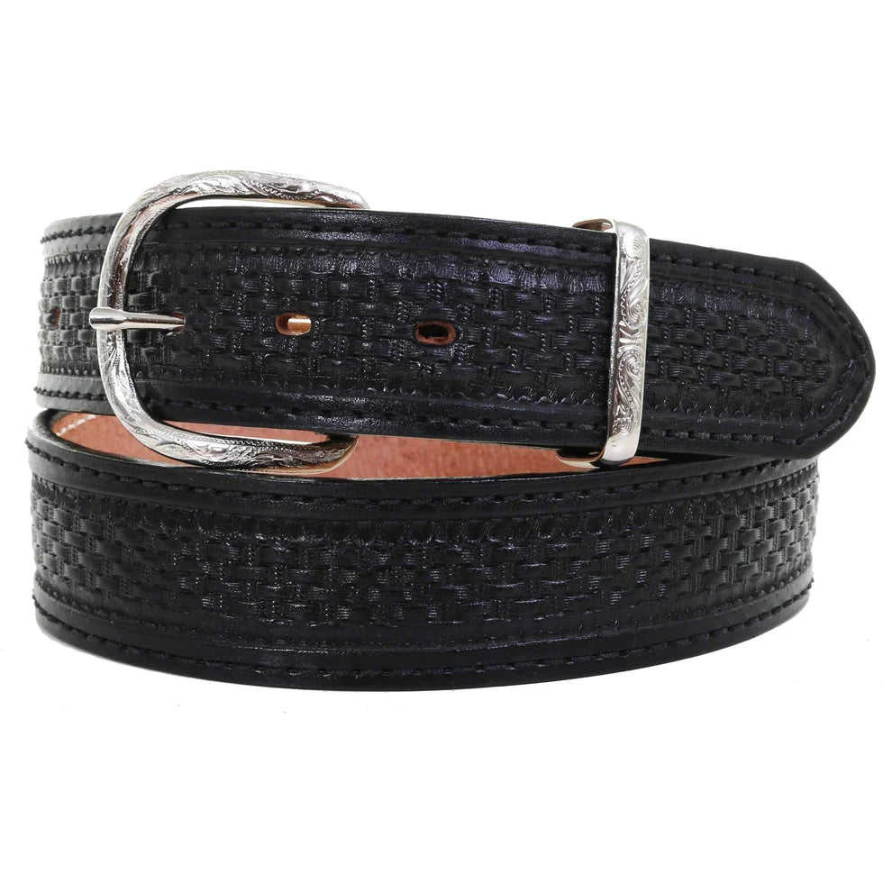 B620 - Black Basket Weave Tooled Belt