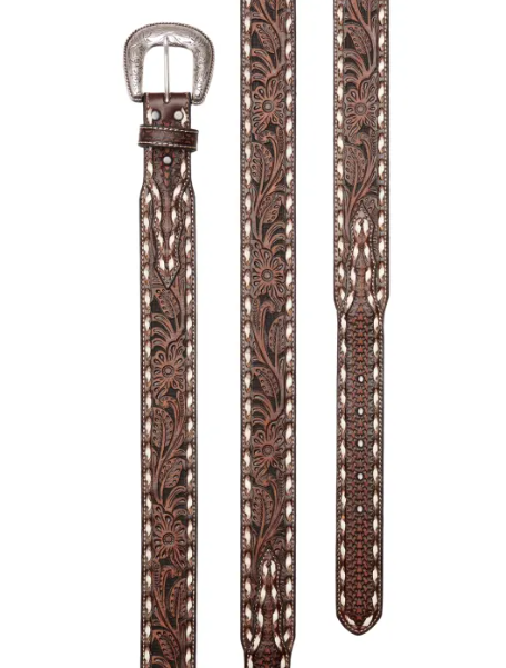 Brown floral tooled belt