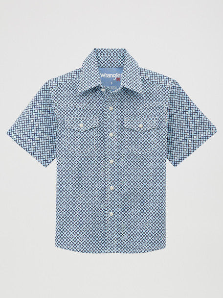 WRANGLER BOYS 20X BLUE GEOMETRIC PRINT