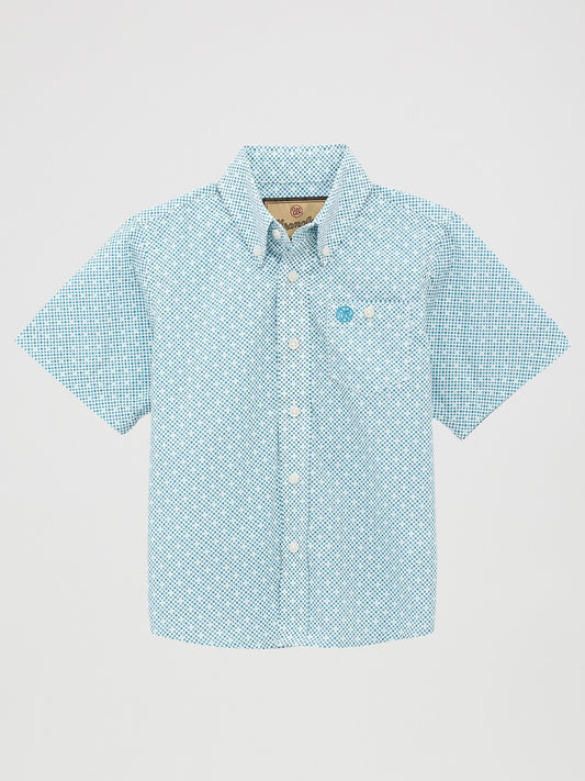WRANGLER BOYS CLASSIC TEAL/WHITE PRINT
