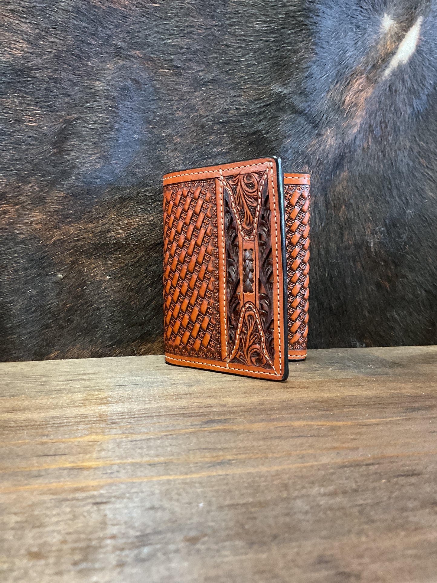 Basket weave Tri-Fold Wallet