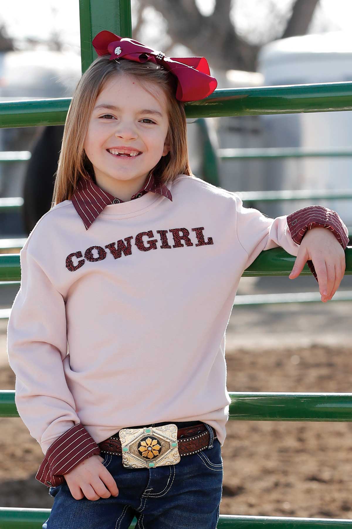 Girls Pink Cowgirl Glitter