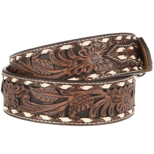 Brown floral tooled belt