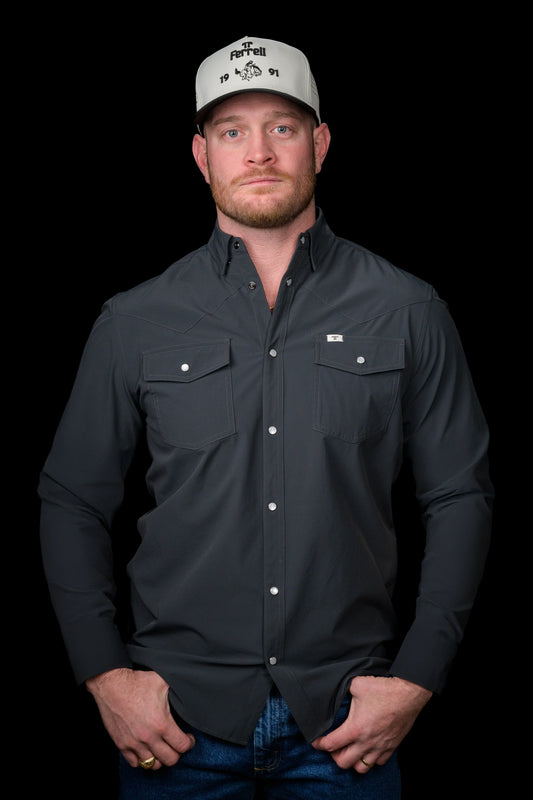 CORE - Men's Grey Long Sleeve Snap Shirt