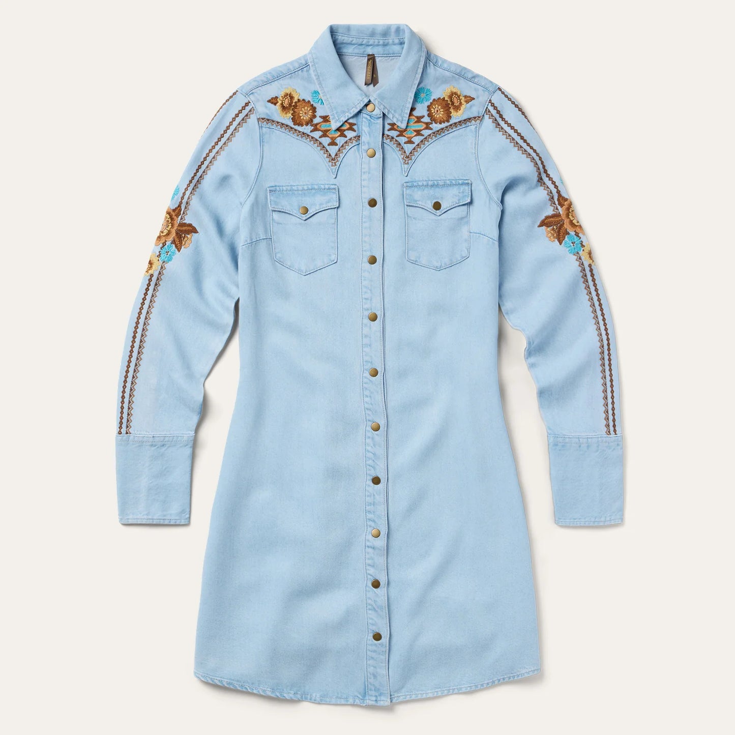 Embroidered Denim Dress