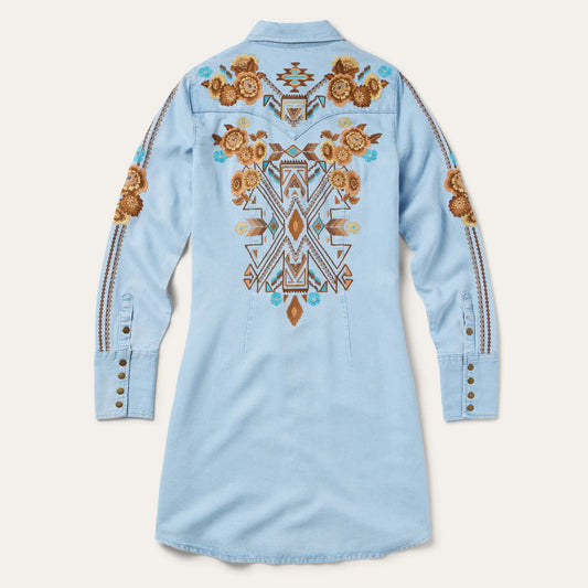 Embroidered Denim Dress