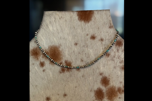 Turquoise Heishi & Sterling Pearl