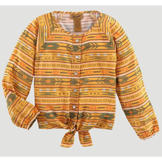 Wrangler Girls Tie Front Snap Blouse