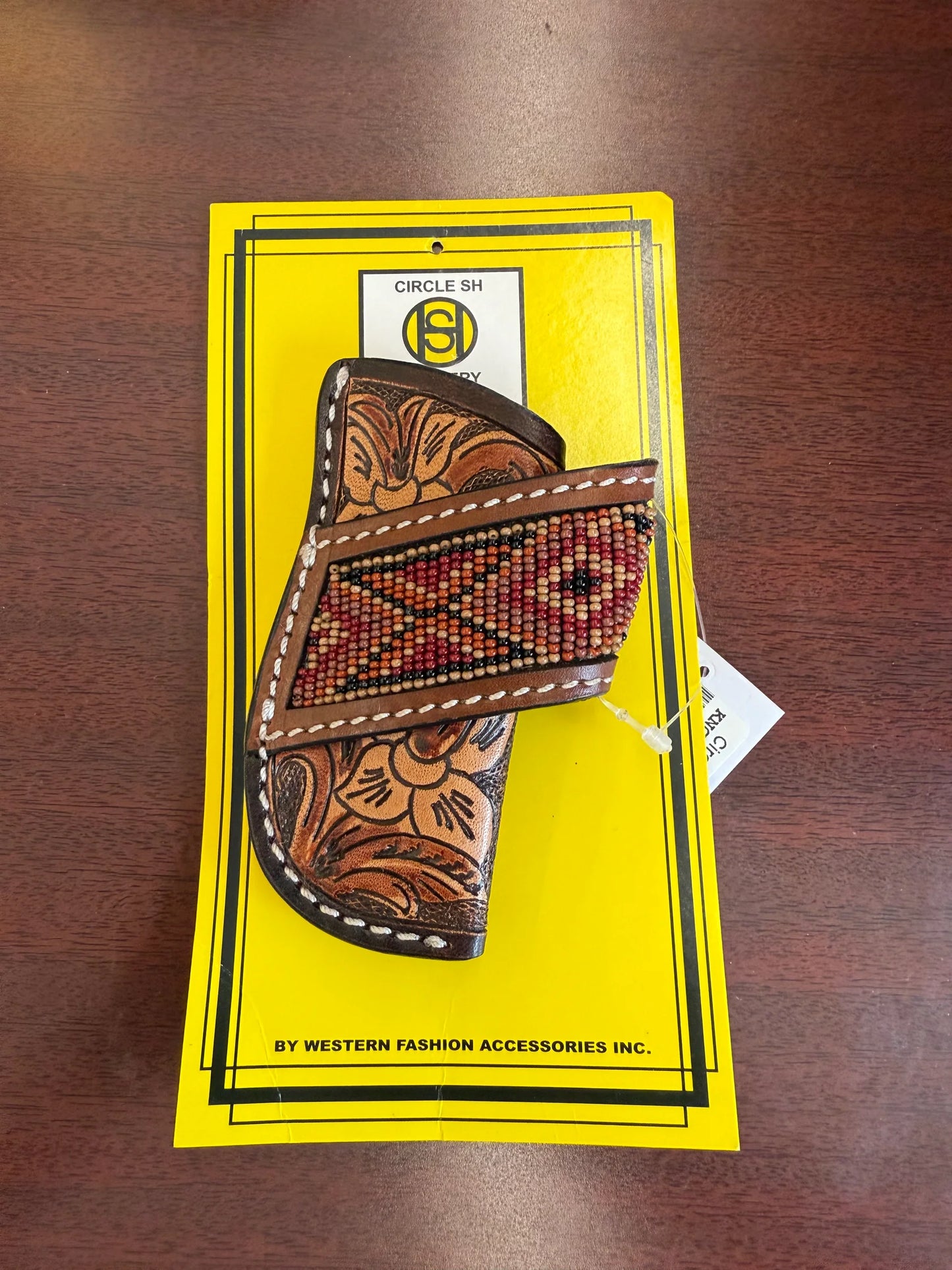 Earthtone beaded floral knife sheath