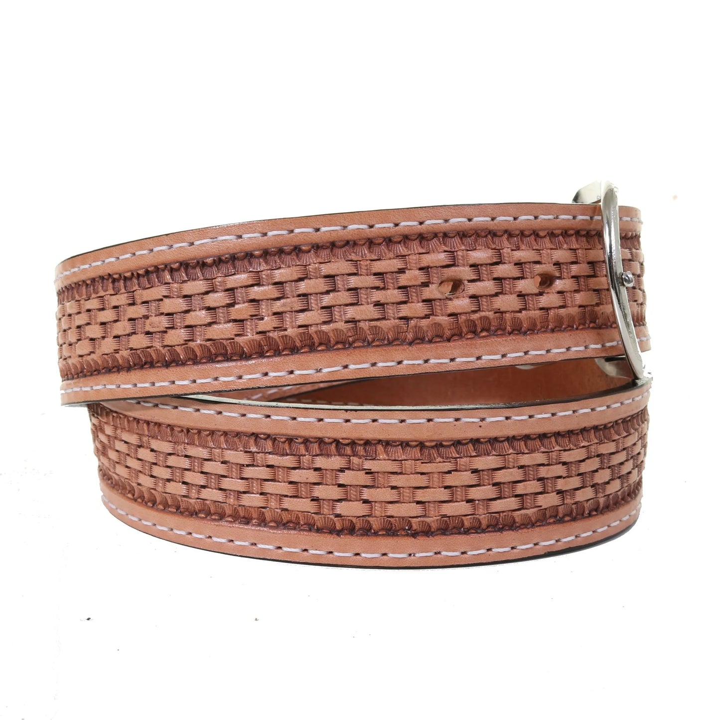 Natural Basket Weave Tooled Belt