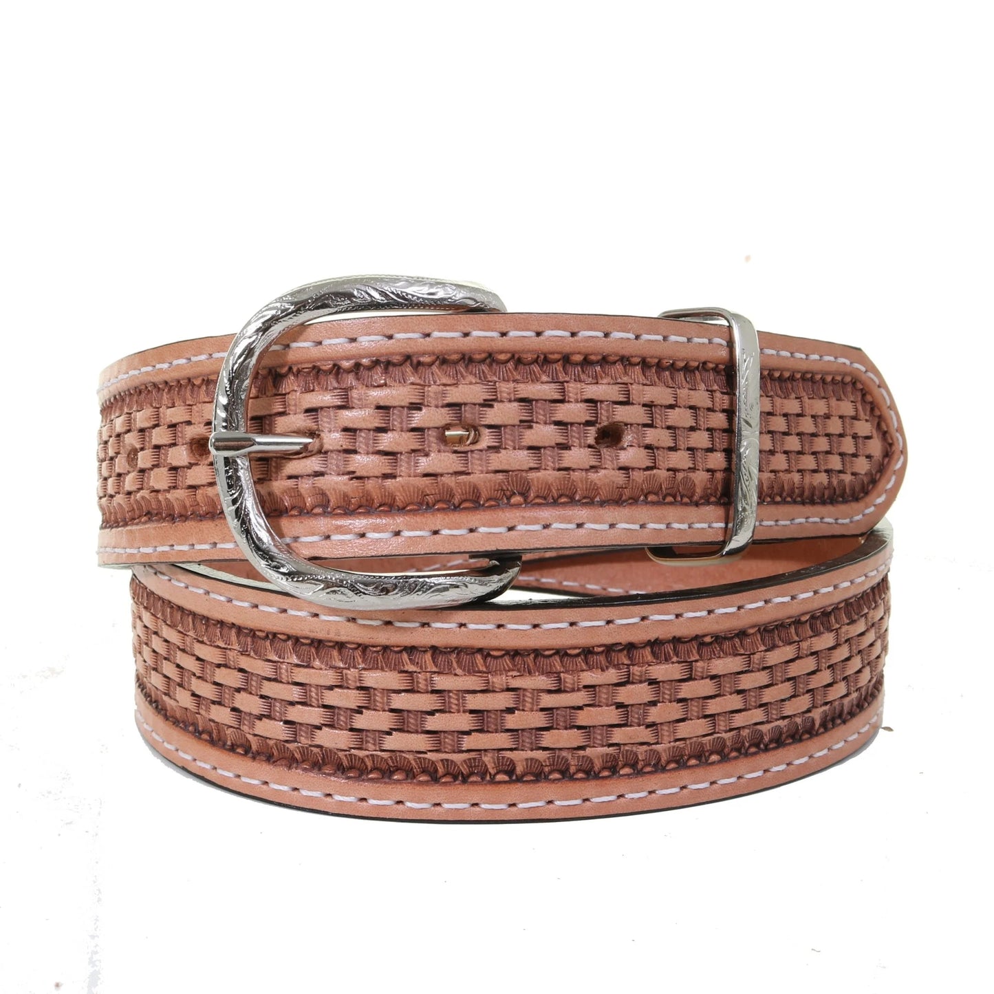 Natural Basket Weave Tooled Belt