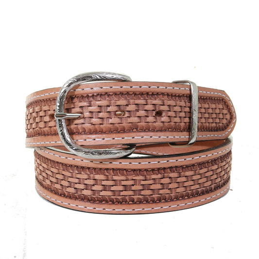 Natural Basket Weave Tooled Belt