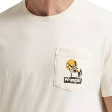 Wrangler Graphic Short Sleeve Pocket T-shirt - Regular Fit - Antique White