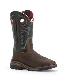 R. Watson Men's 12" Waterproof Coffee Distressed Square Steel Toe Work Boot