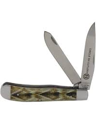 Circle SH Cutlery Double Blade Rattlesnake Skin Trapper Knife OK311