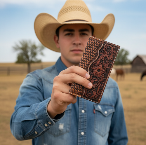 Ranger Belt Co Wallet Rodeo, Leather Floral